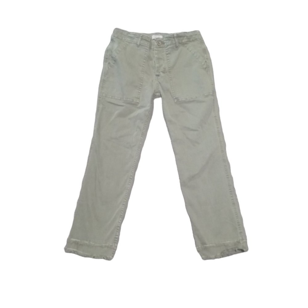 Easel Green Jeans Womens Size Small Double Raw Hem Button up Fly Army Straight